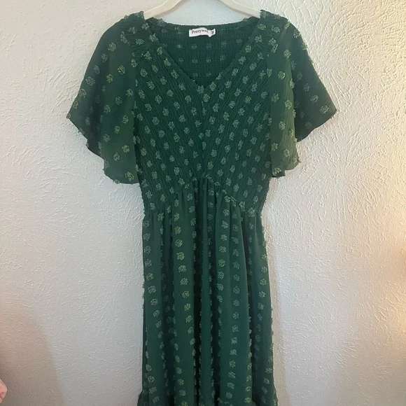 emerald green polka dot dress Stolen Kisses Polka Dot Dress – Impressions Online Boutique main image 1
